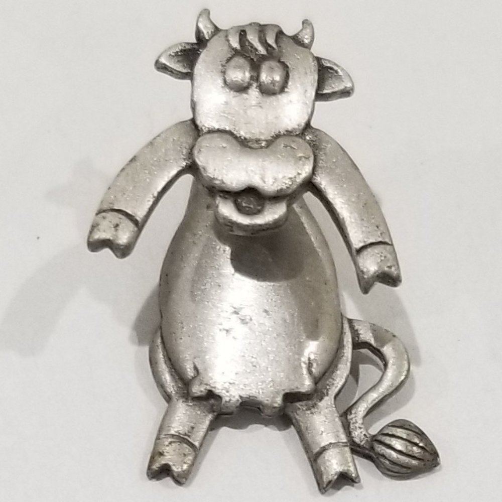 Jonette Jewelry Company - Pewter single stud earring - 2 piece dangling cow